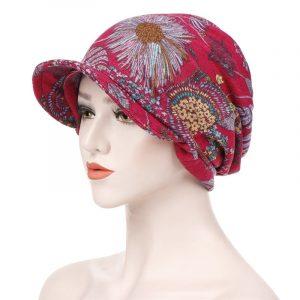 Casquette Foulard Alice Femme Chimio Rouge À Motifs