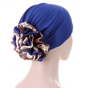Foulard Lyne Bonnet Chimio Cheveux Femme Bleu