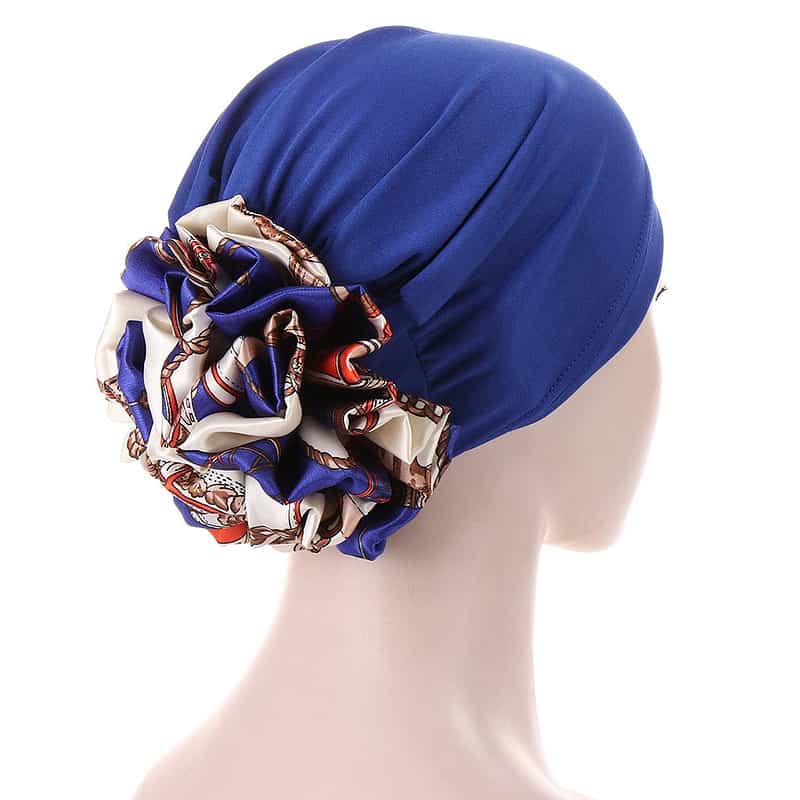 Foulard Lyne Bonnet Chimio Cheveux Femme Bleu