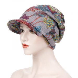 Casquette Foulard Ophélie Femme Chimio Gris À Motifs
