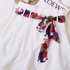 Ceinture Foulard Thalia Pantalon Femme Robe Rouge À Motifs