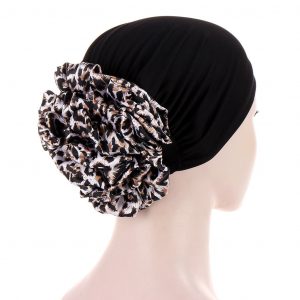 Foulard Nancy Bonnet Cheveux Femme Noir Léopard Chimio