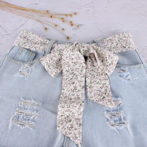 Ceinture Foulard Blanche Petites Fleurs