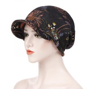 Casquette Foulard Alexia Femme Mode Chimio Noir À Motifs