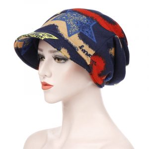 Casquette Foulard Clara Femme Chimio Bleu Marine À Motifs