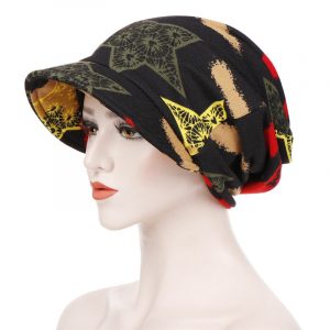 Casquette Foulard Lisa Femme Chimio Noir À Motifs