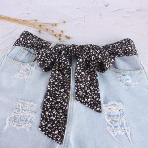 Ceinture Foulard Noire Petites Fleurs