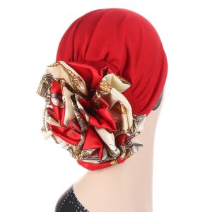 Foulard Cathy Bonnet Chimio Cheveux Femme Moderne Rouge