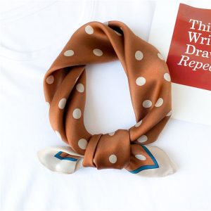 Foulard Giulian Carré Soie Femme Homme Marron À Pois