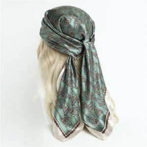 Foulard Charlène Cheveux Femme Vert À Motifs