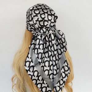 Foulard Marina Cheveux Femme Argenté Motifs Noir