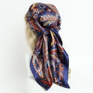 Foulard Myriam Cheveux Femme Bleu Marine À Motifs