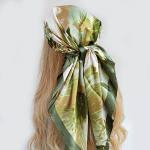 Foulard Claire Cheveux Femme Vert À Motifs Nature Zen
