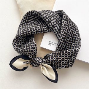 Foulard Alba Carré Soie Femme Homme Noir À Motifs