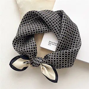 Foulard Alba Carré Soie Femme Homme Noir À Motifs