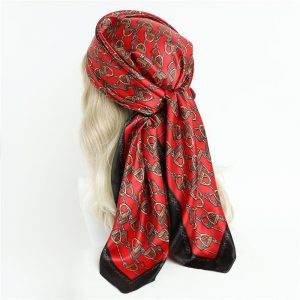 Foulard Béatrice Cheveux Femme Rouge À Motifs