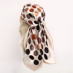 Foulard Amélie Cheveux Femme Blanc Crème À Pois