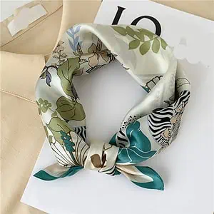 Foulard Cléo Femme Carré Soie Blanc Crème À Motifs