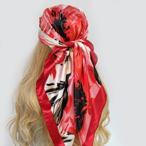 Foulard Mélissa Cheveux Femme Rouge À Motifs