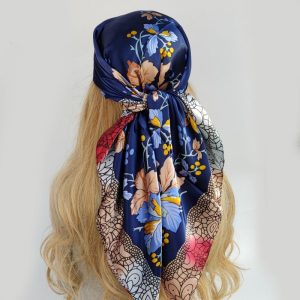 Foulard Jessica Cheveux Femme Bleu Marine À Motifs