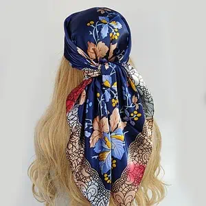 Foulard Jessica Cheveux Femme Bleu Marine À Motifs