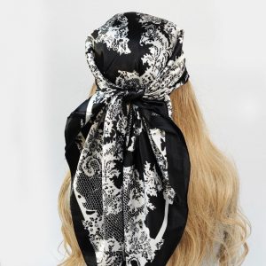 Foulard Céline Cheveux Femme Noir Baroque Bohème