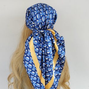 Foulard Karine Cheveux Femme Bleu À Motifs