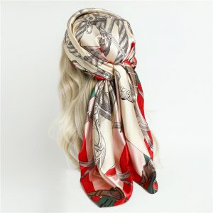 Foulard Estelle Cheveux Femme Blanc Crème À Motifs