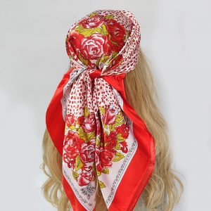 Foulard Adeline Cheveux Femme Rouge Motifs Dessins