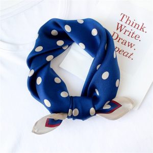 Foulard Esma Carré Soie Femme Homme Bleu Pois