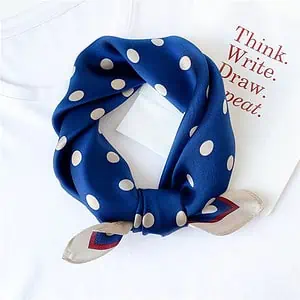 Foulard Esma Carré Soie Femme Homme Bleu Pois