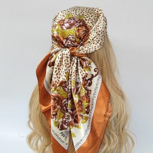 Foulard Chloé Cheveux Femme Blanc Crème & Marron Motifs