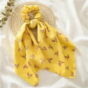 Chouchou Foulard Jaune Feuilles En Folie