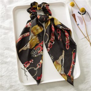 Chouchou Foulard Noir Ceintures & Pompons