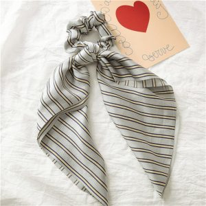 Chouchou Foulard Gris Rayures