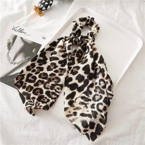 Chouchou Foulard Léopard Blanc