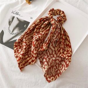 Chouchou Foulard Léopard Or & Pourpre