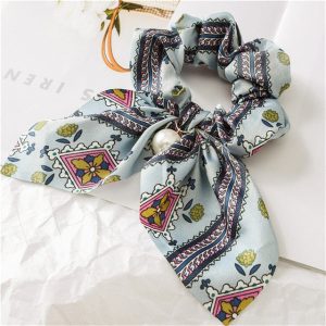 Chouchou Foulard Court Cheveux Femme Fille Turquoise Bohème