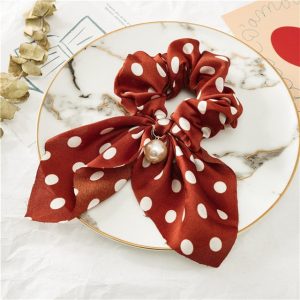 Chouchou Foulard Court Rouge À Pois