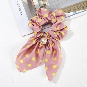 Chouchou Foulard Court Rose À Pois