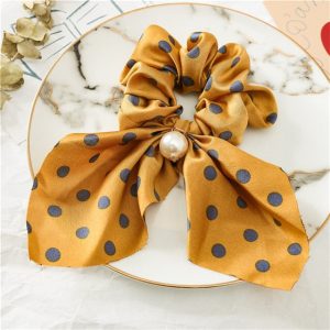 Chouchou Foulard Court Jaune À Pois