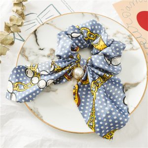Chouchou Foulard Court Bleu Chainette