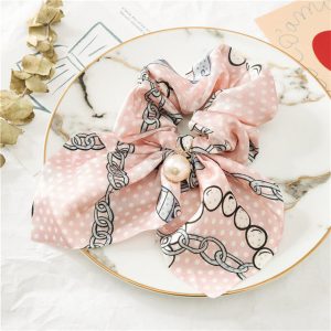 Chouchou Foulard Court Rose Chainette