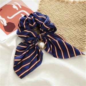 Chouchou Foulard Court Marine Rayées