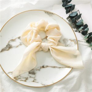 Chouchou Foulard Court Uni Crème