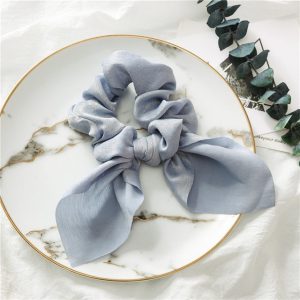 Chouchou Foulard Court Uni Gris