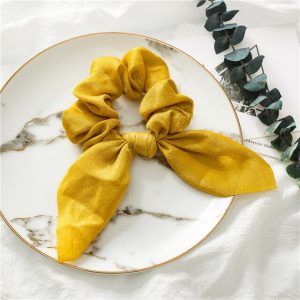 Chouchou Foulard Court Uni Jaune