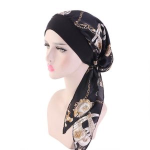 Foulard Adaline Long Chimio Noir Et Dessins Doré - Baroque