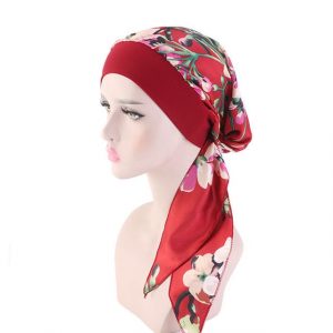 Foulard Angélique Long Chimio Rouge - Floral