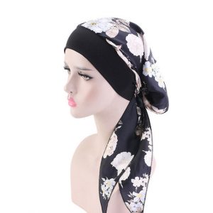 Foulard Sabrina Cheveux Femme Moderne Chimio Noir À Motifs